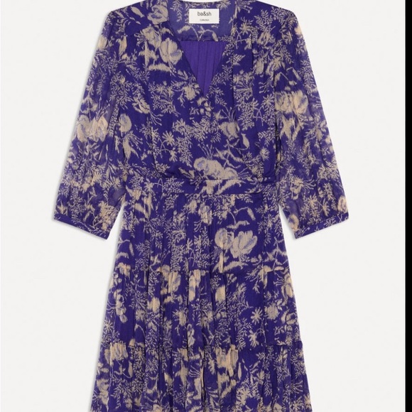 NWT Ba&sh Dress Womens US 8 Blue Violet Floral Lined Wrap Mini Ulia (medium) - Picture 3 of 3